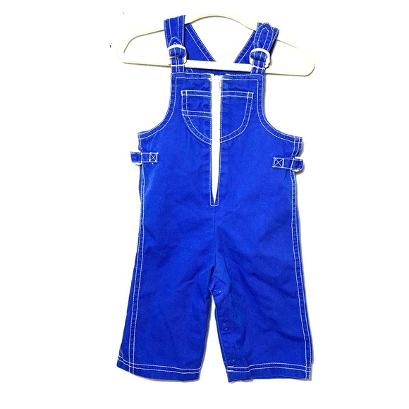 bright blue overalls